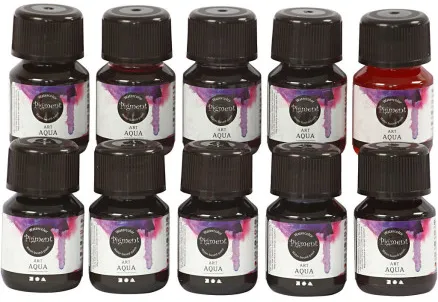 Nestemäinen vesiväri, lajitelmavärit, 30 ml/10 kpl.