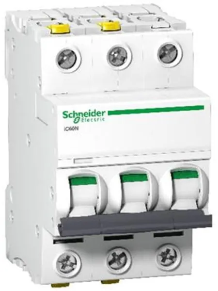 Schneider Electric Acti9 iC60N 3P 50A Kaksoisliitin C-karakteristiikka 6/10kA 230V Leveys 54mm